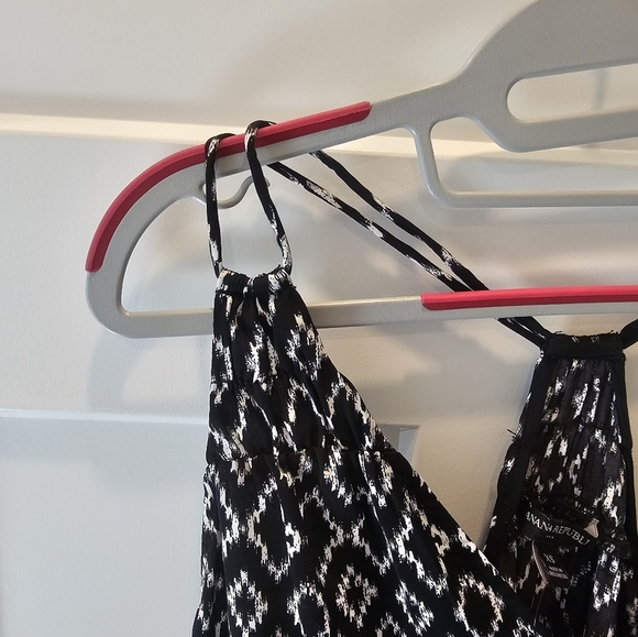 Banana Republic Black White Ikat Maxi Dress XS Summer Sleeveless Racerback - Picture 3 of 10